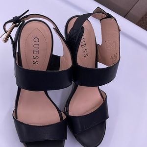 Beautiful black Guess wedges, worn only once.